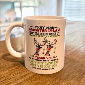 White Ceramic Mug with Humorous Daughter-in-law Message